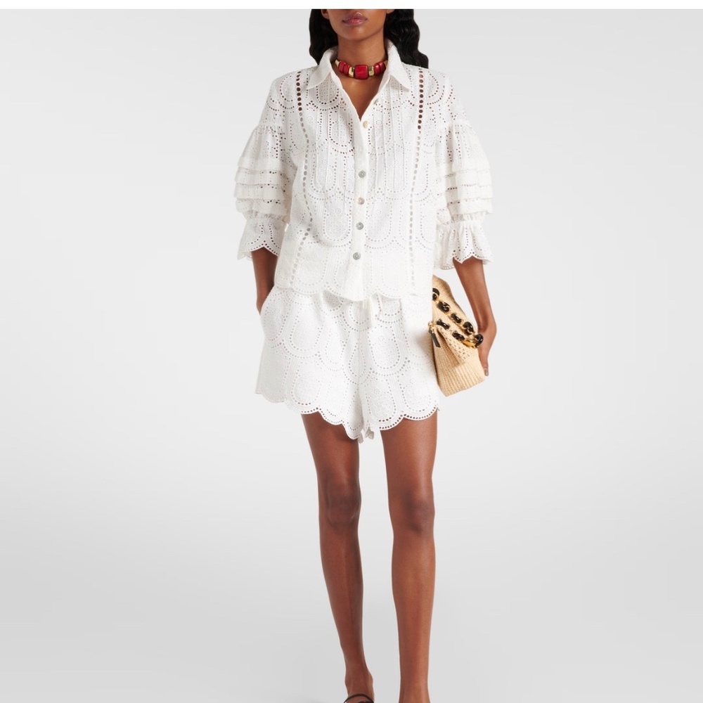 Farm Rio Broderie anglaise cotton shorts